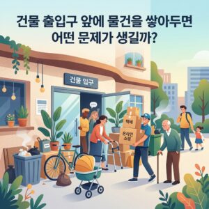 ai thumbnail illustration 건물 출입구 앞에 물건을 쌓아두면 어떤 문제가 생길까 1791854681