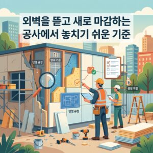 ai thumbnail illustration 외벽을 뜯고 새로 마감하는 공사에서 놓치기 쉬운 기준 1791703613