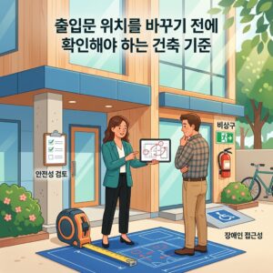 ai thumbnail illustration 출입문 위치를 바꾸기 전에 확인해야 하는 건축 기준 1791703552